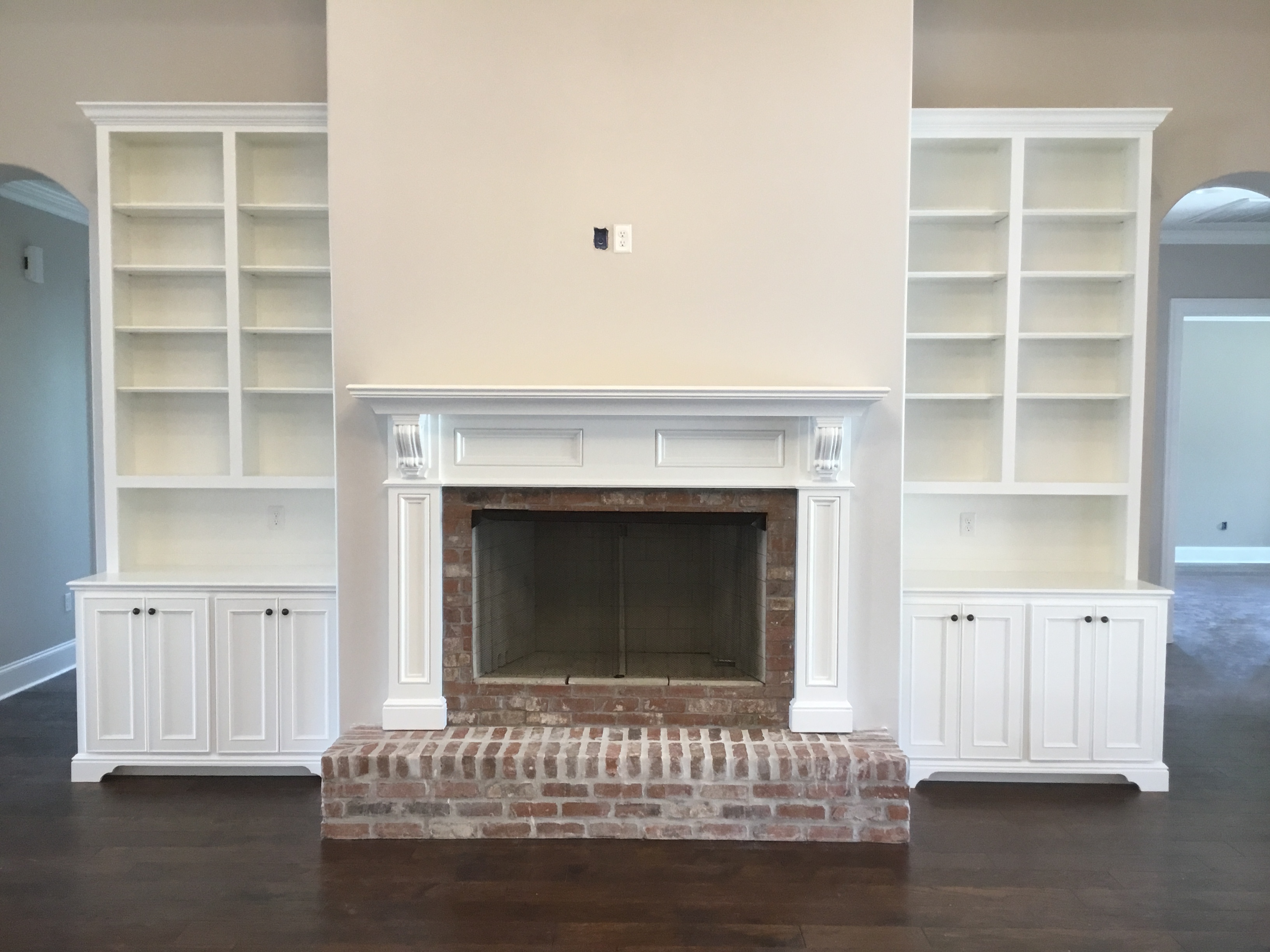 image of custom living room cabinets around a fireplace